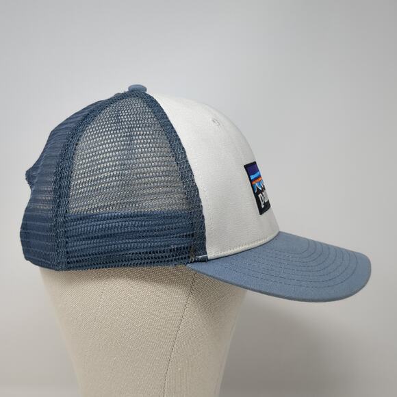 Patagonia P-6 Logo Snapback Trucker Hat Blue One Size Colorblock Mesh Back - Picture 5 of 9